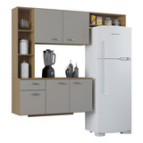 Poquema Armario Isis Cozinha 163 Cm Com 5 Portas E 1 Gaveta Cor Damasco E Off White