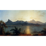 Pôr Do Sol Enseada Rio De Janeiro De Heade Em Tela 52cmx30cm