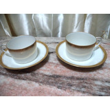 Porcelana Francesa Limoges-par De Xicaras De Chá C/pires