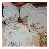 Porcelana Jantar Prato Raso Antigo 6 Un Lindos