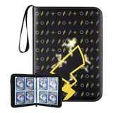 Porta 400 Cards Pokémon Pikachu Album Fichario Preto C Ziper