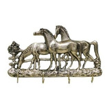 Porta Chaves Cavalos Bronze Decoração Artesanal