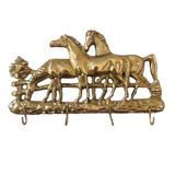Porta Chaves Cavalos Bronze Decoração Casa Parede Artesanato