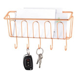 Porta Chaves De Parede Cartas Organizador Decorativo Gold 