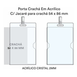 Porta Crachá (54 X 86 Mm) Em Acrílico C/ Jacaré 50 Unid