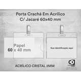 Porta Crachá Em Acrílico C/ Jacaré P/ Folha 60x40 Mm 50 Unid