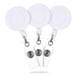 Porta Crachá Retrátil Branco Roller Clip - 30 Unidades