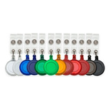 Porta Crachá Retrátil Roller Clips - 10 Peças 