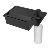 Porta Esponja C/ Dispenser Detergente 15cm De Embutir Preto