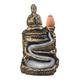 Porta Incenso Incensario Cascata Buda Hindu Orando Zen Ouro