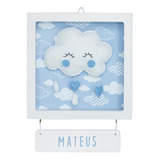 Porta Maternidade Chuva Amor Nuvem Azul Bebê Enfeite Nome