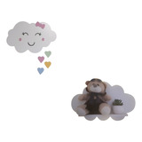 Porta Maternidade Nuvem Coração Led Luminária Chuva Amor Kit