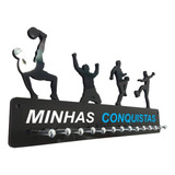 Porta Medalhas Futebol Masc Para Até 50 Medalhas Cor Preto Armação Preto