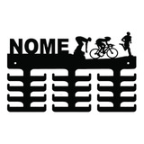 Porta Medalhas Triathlon Mdf 6mm Colorido - Com Nome Cor Preto Cor Da Armação Preto
