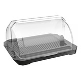 Porta Pão Acrílico Com Tampa Transparente Premium Preto