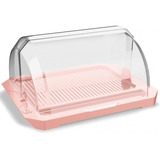 Porta Pão Acrílico Com Tampa Transparente Premium Rosa Uz