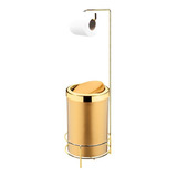Porta Papel Hig Papeleira Com Lixeira 8l Dourado Basculante