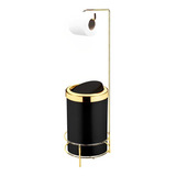 Porta Papel Hig Papeleira Dourado Com Lixeira 8l Basculante
