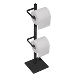 Porta Papel Higiênico De Chão Duplo Preto Fosco