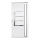 Porta Pivotante Alumínio 210x120 Pux. Friso E Vidro Linha 30