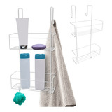 Porta Shampoo Suporte Encaixe Box 2 Andares Prateleira Aço Cor Branco