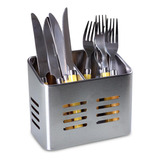 Porta Talher E Utensílios Escorredor Duo Em Aço Inox