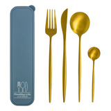 Porta Talher Estojo Com Faca Colher Garfo Luxo Inox Dourado