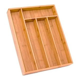 Porta Talheres Bambu Organizador 5 Divisórias Gaveta 36x28cm
