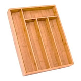 Porta Talheres Bambu Organizador 5 Divisórias Gaveta 36x28cm