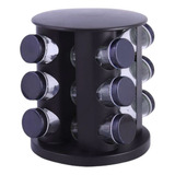 Porta Tempero Giratório Base Inox 12 Potes Preto Dolce Home