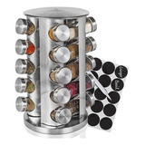 Porta Temperos Condimentos Aço Inox 20 Potes Redondo