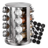 Porta Temperos Condimentos Inox 16 Potes Suporte Giratório 