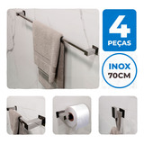 Porta Toalha Banheiro Inox 304 + Kit Acessórios Banheiro