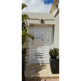 Portão Alumínio De Abrir Branco Perfil Horizontal 1,20x2,10