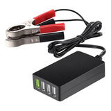 Portátil Com Clipe De Bateria, Carga Usb De 4 Portas De 12v/