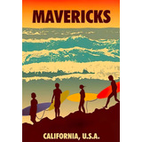 Poster Retrô Mavericks California Surf -