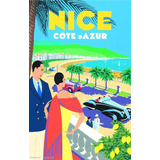 Poster Vintage - Nice - Côte D' Azur - Decor 33 Cm X 48 Cm