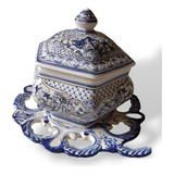 Pote Bomboniere Porcelana Antiga Portuguesa Em Porcelana