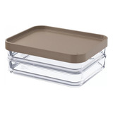 Pote Clear Duo 560ml Porta Frios Duplo Geladeira Empilhavel