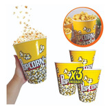 Pote De Pipoca - Kit 3 Un. 2lt G Plástico Copo Balde Popcorn