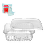 Pote Descartável 500ml Marmita Tampa Freezer Microondas 24un