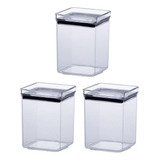 Pote Hermético Para Alimentos 1.000ml Cor Transparente 3 Unidades Qualyplas Lumini 1 L