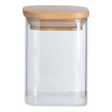 Pote Hermético Vidro Quadrado Flat 200ml Tampa Bambu Oikos
