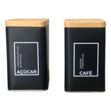 Pote Lata De Café E Açúcar Quadrado Kit 2 Peças