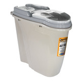 Pote Porta Ração Dispenser 40 Litros Full + 25l Cinza
