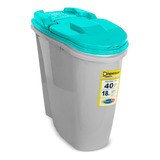 Pote Porta Ração Dispenser Home 40 Litros + Brinde Cor Azul