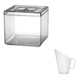 Pote Quadrado Acrílico Com Tampa (5 Litros) + Concha 100 Ml