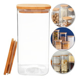 Pote Vidro P/mantimentos Quadrado 1.5 L C/tampa Bambu Luxo