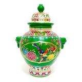 Potiche Chinês Jingdezhen Art Ceramics Verde