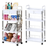 Prateleira Carrinho Organizador Inox 4 Andares Com 2 Gavetas